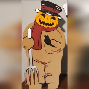 Pumkin Patch Halloween Decor, Repainted Vintage Snowman